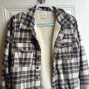Lucky Brand Cream and Brown Sherpa Jacket
